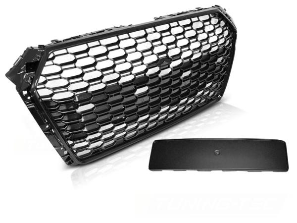 Sportgrill / Kühlergrill für Audi A4 B9 (8W) 15-19 Hochglanz schwarz in Wabendesign